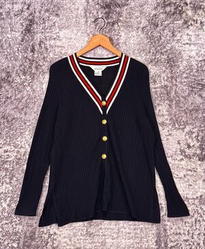 Exclusively Misook Jacket XL Womens Acrylic Black Ribbed Button Front